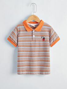 Toddler Boys Striped Embroidered Polo Tee