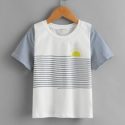 Toddler Boys Striped Sun Print Tee