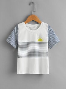 Toddler Boys Striped Sun Print Tee