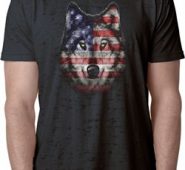 USA Wolf Mens Burnout Shirt