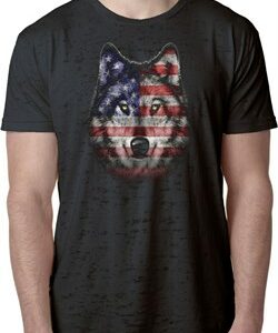 USA Wolf Mens Burnout Shirt