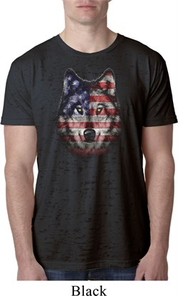 USA Wolf Mens Burnout Shirt