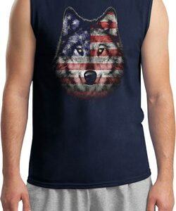 USA Wolf Mens Muscle Shirt