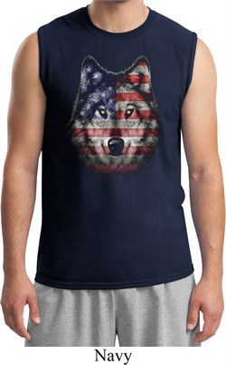 USA Wolf Mens Muscle Shirt