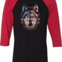 USA Wolf Mens Raglan Shirt