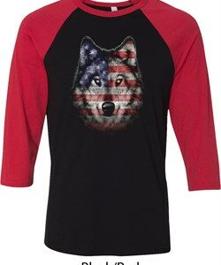 USA Wolf Mens Raglan Shirt