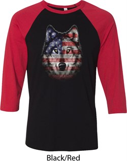 USA Wolf Mens Raglan Shirt