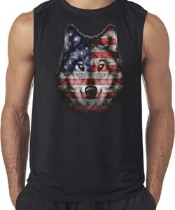 USA Wolf Mens Sleeveless Shirt