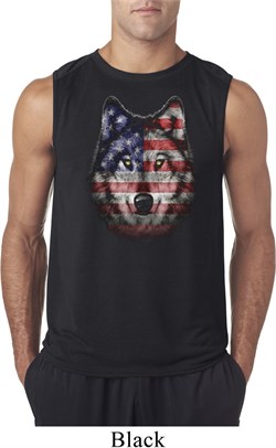 USA Wolf Mens Sleeveless Shirt