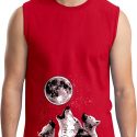 Wolves Howling at The Moon Bottom Print Mens Muscle Shirt