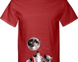 Wolves Howling at The Moon Bottom Print Mens Tall Shirt