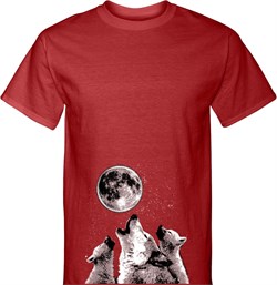 Wolves Howling at The Moon Bottom Print Mens Tall Shirt