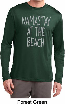 Yoga Namastay at the Beach Mens Dry Wicking Long Sleeve Shirt