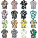 aoliwen brand men’s shirt summer breathable hawaiian beach vacation shirt color casual men’s printing large size