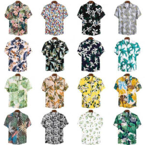 aoliwen brand men's shirt summer breathable hawaiian beach vacation shirt color casual men's printing large size