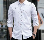 autumn white mens striped shirt fashion casual flower shirt men large size 7xl black camisa masculina
