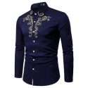 brand fall 2020 new men’s shirt embroidered lapel large size casual slim long sleeve shirt camisa masculina