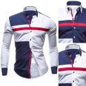 brand new autumn men casual shirt fashion patchwork long sleeve mens shirts slim fit dress shirt camisa men clothes m-xxl