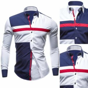 brand new autumn men casual shirt fashion patchwork long sleeve mens shirts slim fit dress shirt camisa men clothes m-xxl