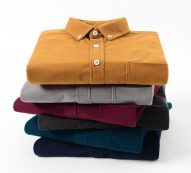 business dress shirts men dress shirt casual warm leisure solid mens corduroy shirts long sleeve well fit clothing for men brown