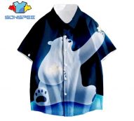 cartoon animal shirt men’s shirt 3d print polar bear ladies streetwear new single-breasted casual lapel