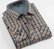 casual brushed fabric mens plaid shirts turndown collar long sleeve regular fit soft comfortable no fade with chest pocket