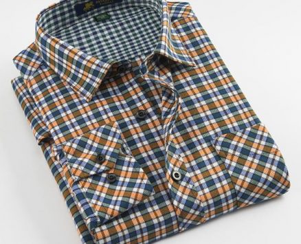 casual brushed fabric mens plaid shirts turndown collar long sleeve regular fit soft comfortable no fade with chest pocket