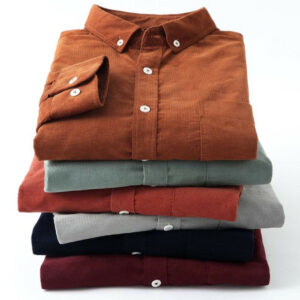 casual mens corduroy shirt pure cotton long sleeve brown thick winter xxl regular fit new model male button down shirts