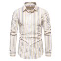 casual men’s shirt fashion spring summercotton long sleeve striped slim fit stand collar dress shirts camisa