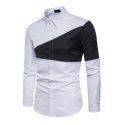 casual men’s shirt two-color triangle stitch geometry fashion match lapel long-sleeved slim patchwork color block shirts