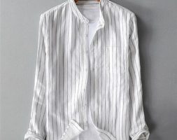 casual mens stiped shirts long sleeve single breasted shirts cotton linen casual men’s plus size m-5xl