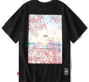 cherry blossom painting men t shirt male harajuku clothing mens short sleeve homme short sle tshirt man