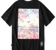 cherry blossom painting men t shirt male harajuku clothing mens short sleeve homme short sle tshirt man