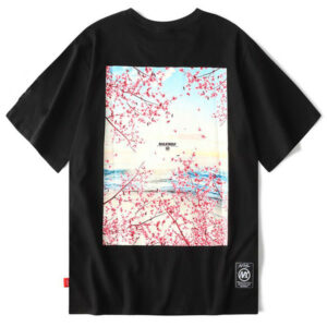 cherry blossom painting men t shirt male harajuku clothing mens short sleeve homme short sle tshirt man