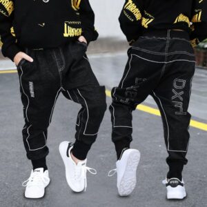 children's jeans fashion boys pants spring autumn children jeans trousers cotton solid black long pant for teen boy toddler baby clothe