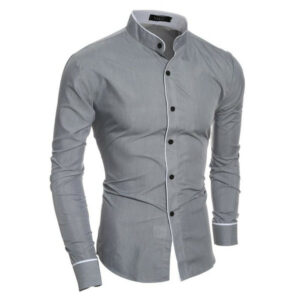 china style mandarin collar men's shirts casual young man fashion boys slim fit m-2xl clothes wholesale low price