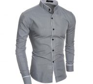 china style mandarin collar men’s shirts casual young man fashion boys slim fit m-2xl clothes wholesale low price