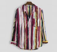colorful striped mens casual shirts fashion plus size graffiti shirts designer single breasted mens loose shirts