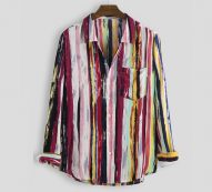 colorful striped mens casual shirts fashion plus size graffiti shirts designer single breasted mens loose shirts