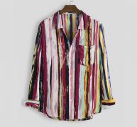 colorful striped mens casual shirts fashion plus size graffiti shirts designer single breasted mens loose shirts