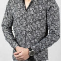 deepsea black men ‘s shirt 100 cotton flower motif pattern narrow cut long sleeve spring summer casual party prom business office 20060