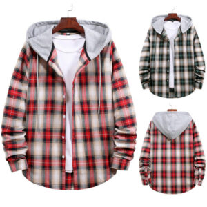 designer mens hoodies shirt plaid printed hooded sweatshirts single breatsed 2020 autumn slim fit casual shirts men fashion streetwear