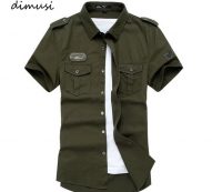 dimusi summer mens cargo shirts male casual army short sleeve cotton shirts men business shirt brand clothing 6xl,ta055