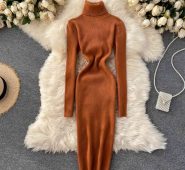 dress long sleeve autumn winter es women solid turtleneck sweater woman slim knitted mini bodycon lady vestidos 8y0r
