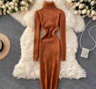 dress long sleeve autumn winter es women solid turtleneck sweater woman slim knitted mini bodycon lady vestidos 8y0r