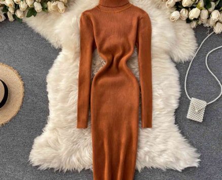 dress long sleeve autumn winter es women solid turtleneck sweater woman slim knitted mini bodycon lady vestidos 8y0r
