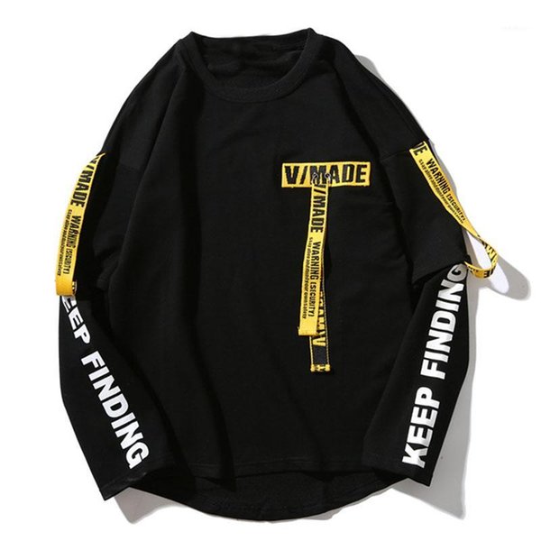 eden t-shirt men 3d shirt printing letter ribbon harajuku cotton long sleeve punk t shirt fashion casual tees rs-4071