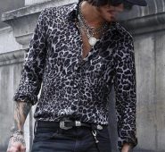 european american men’s shirts 2021 new fashion leopard print long-sleeved shirt casual vacation men’s clothing