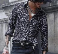 european american men’s shirts 2021 new fashion leopard print long-sleeved shirt casual vacation men’s clothing