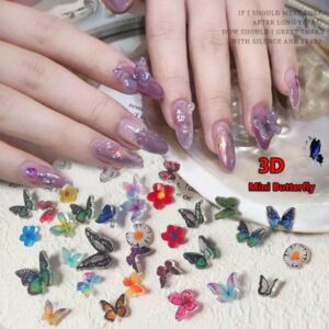 fashion 3d diy mini butterfly women beauty nail art decorations beautiful heat shrinkable sheet 13 styles1